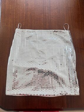 superdown White Sequin Mini Skirt